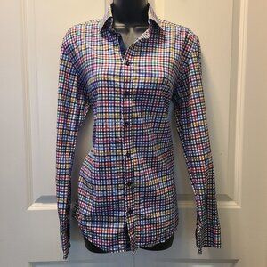 Sand Rainbow Gingham Dress Shirt 100% Cotton